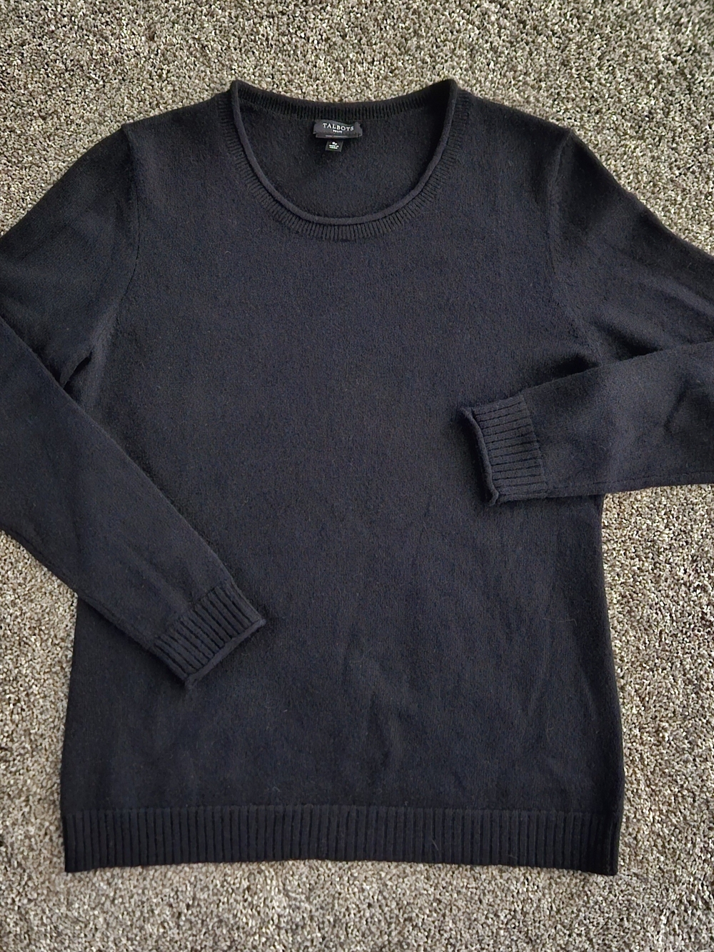 Talbots Pure Cashmere Black Crewneck Sweater SP